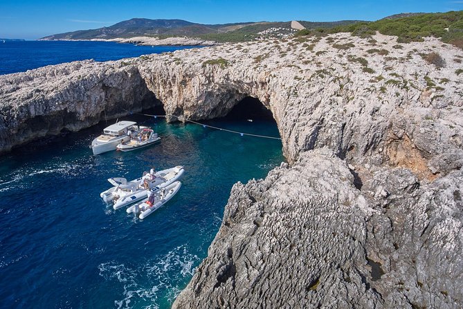 Blue Cave and Pakleni Islands group Tour from Hvar - Vis island quiet bay, then Palmižana on Sveti Klement