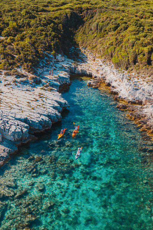 Cape Kamenjak: Kayak Tour with Cave Experience - Snorkeling, mask time, and that clear underwater world