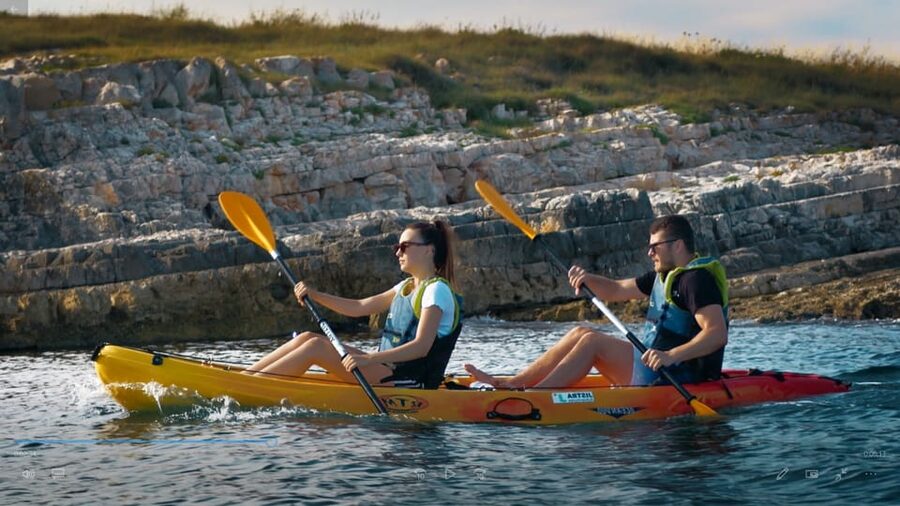 Cape Kamenjak: Kayak Tour with Cave Experience - Cliff jumping practice, optional adrenaline, and safe fun