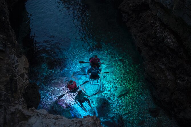 Clear Kayak Glow Night Tour - Paddle Toward Fratarski, With Calm Bay Water and LED Glow