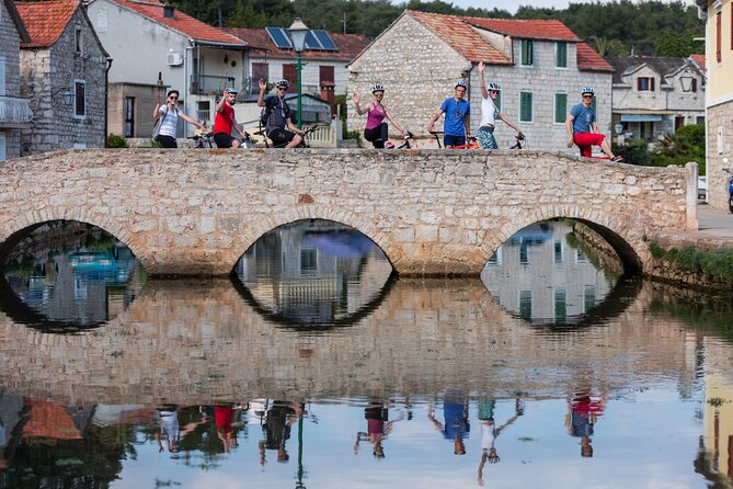 Cycle Hvar Tour - Jelsa coffee square, pine shade, and the inland change of pace