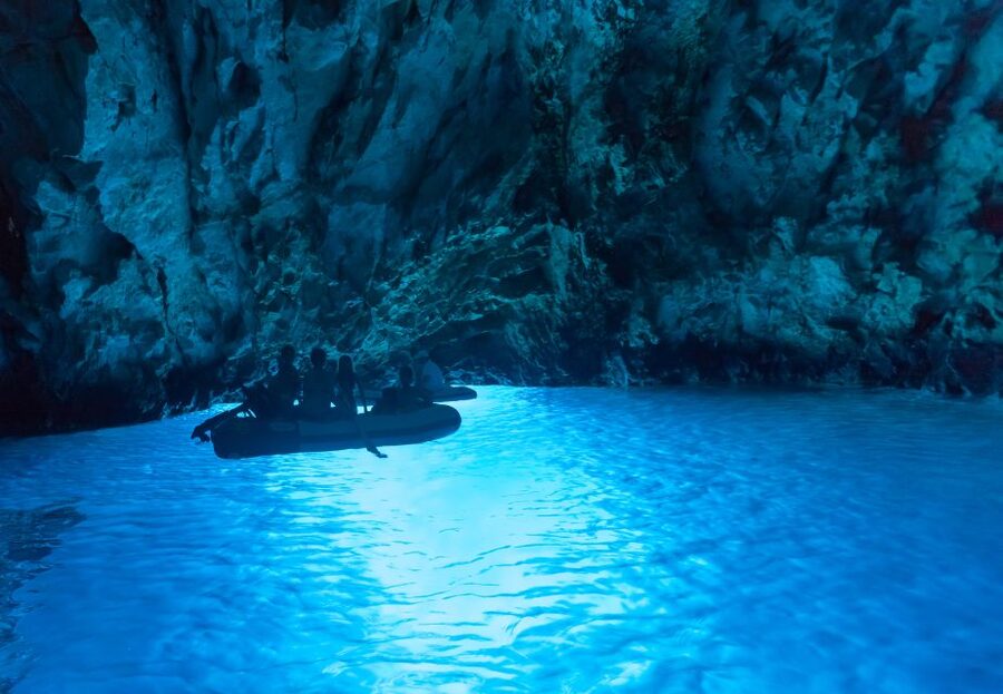 From Omis: Blue Cave & 5 Island Speedboat Tour - Blue Cave at Biševo: the moment the cave turns into a light show