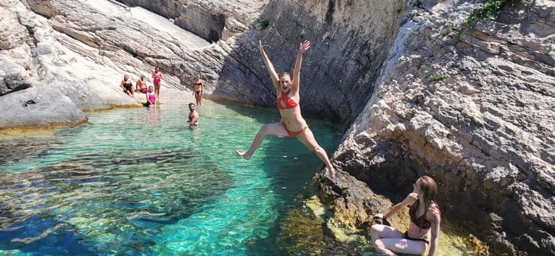 From Split: Blue Cave, Hvar, Mamma Mia, 5 Islands boat Tour - Budikovac Blue Lagoon: the swim-and-snorkel anchor