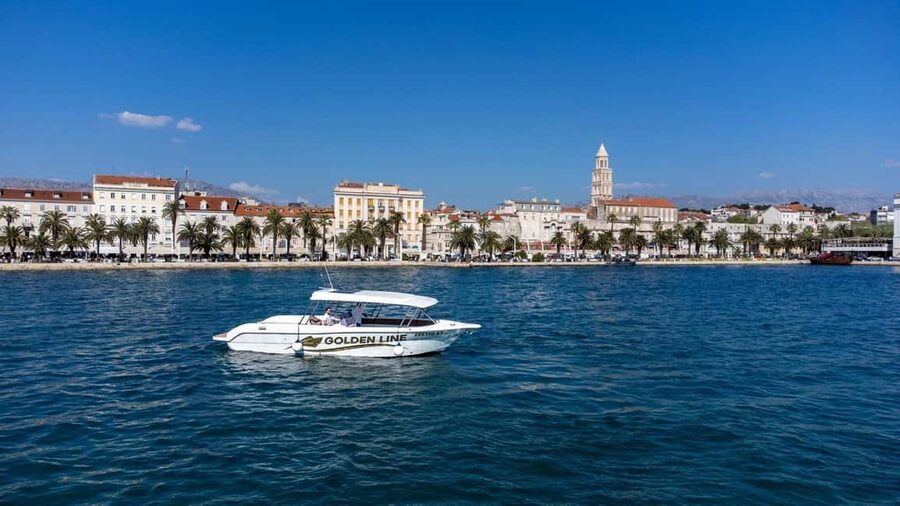 From Split: Blue Lagoon and 3 Island Boat Tour - Krknjaši Bay Blue Lagoon: clear water, gear, and a full hour to play