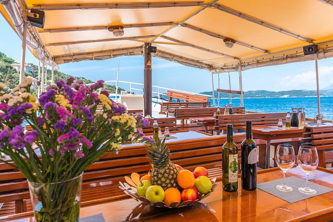 Full-Day Dubrovnik Elaphite Islands Cruise with Lunch and Drinks - Stop 1, Lopud Island: Šunj beach, gardens, and a relaxing first hit