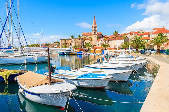 HVAR & 4 Islands PRIVATE BOAT TOUR - Stop 1: Trogir UNESCO streets, bell tower views, and 90 minutes on the island