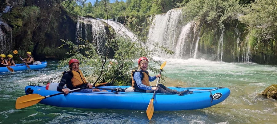 Kayaking Mreznica Waterfalls in Natural Monument - Swimming Breaks in Emerald Water (Plus That Canyony Feeling)