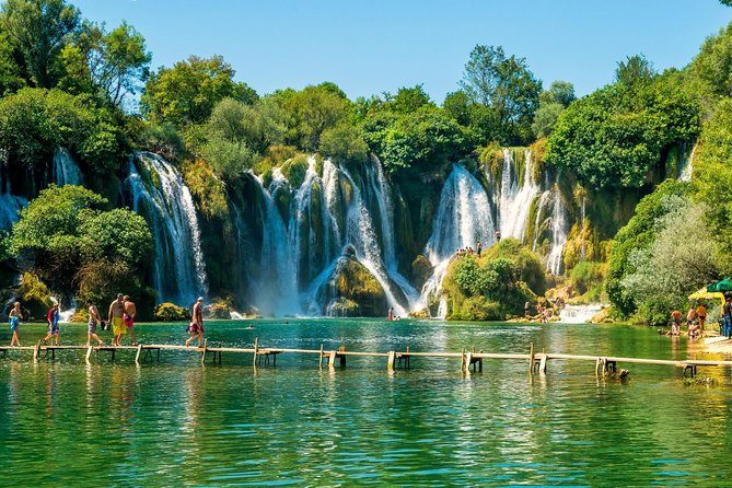Mostar and Kravica Waterfall Discovery Day Trip from Split or Trogir - Kravice Waterfalls: swimming is the main event, shoes are mandatory