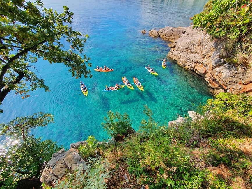 Opatija: Cliffs and caves kayak adventure - Exploring the caves: helmeted walking first, then the underwater cave swim