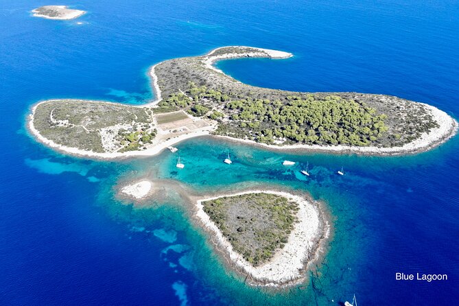 Private Blue cave, Mamma Mia and Hvar, 5 islands tour from Split - Budikovac Island and the Blue Lagoon: snorkeling, masks, and donkey sightings