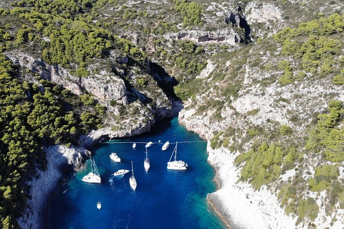 Private Blue cave, Mamma Mia and Hvar, 5 islands tour from Split - Open-air speedboat comfort, wind reality, and safety gear