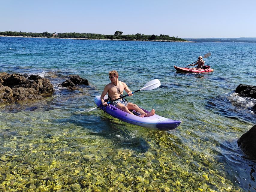 Rovinj: Golden Cape Desert Islands Kayak & Snorkeling Tour - Cuvi Beach start, Golden Cape National Park access, and first-impression details