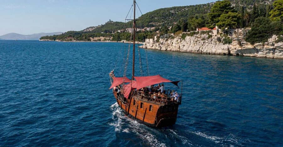 Split: Cruise on Unique Columbo's Pirate Ship "Santa Maria" - The swim and snorkel break at Kupaliste Bene