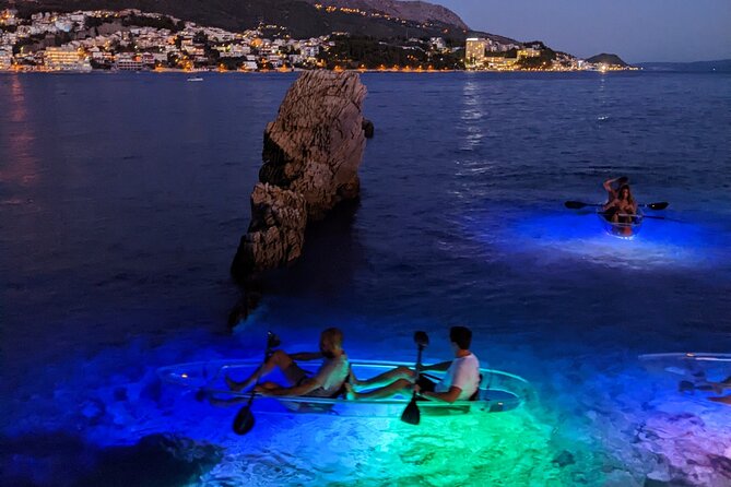 Transparent Kayak Glow Tour in Split - White Rocks, Cliffside Houses, and That Small Beach Finish