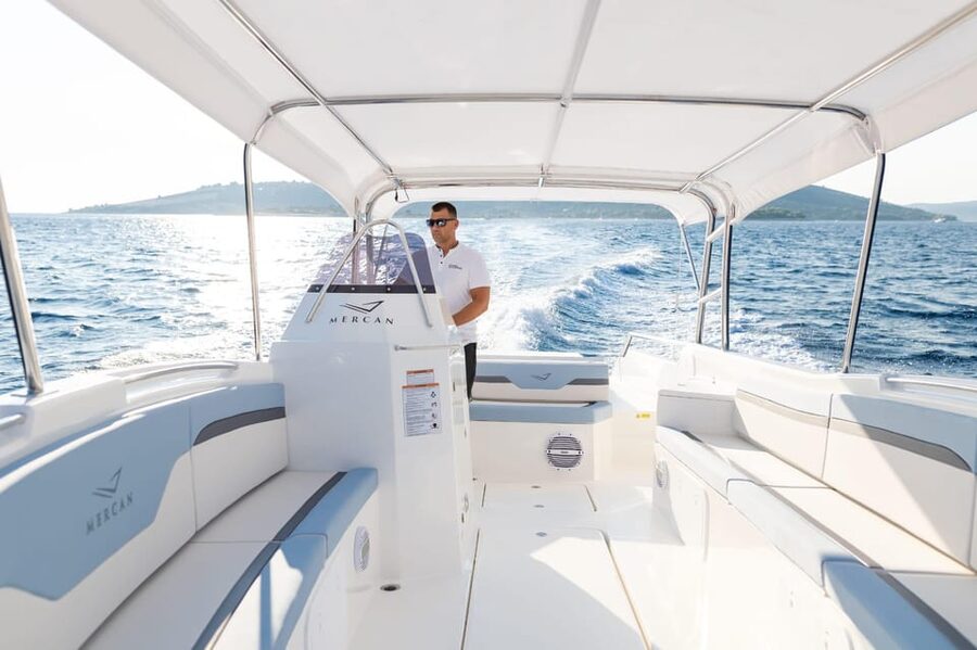 TROGIR: Blue Lagoon & 3 Islands Half-day Speedboat tour - Duga bay on Čiovo, plus a final swim break: clear water before the return