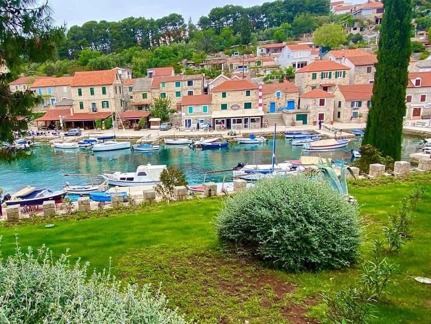 Trogir: Blue Lagoon, Maslinica, and Solinska Bay Boat Tour - Maslinica village stop: castle photos, coffee breaks, and real walking time